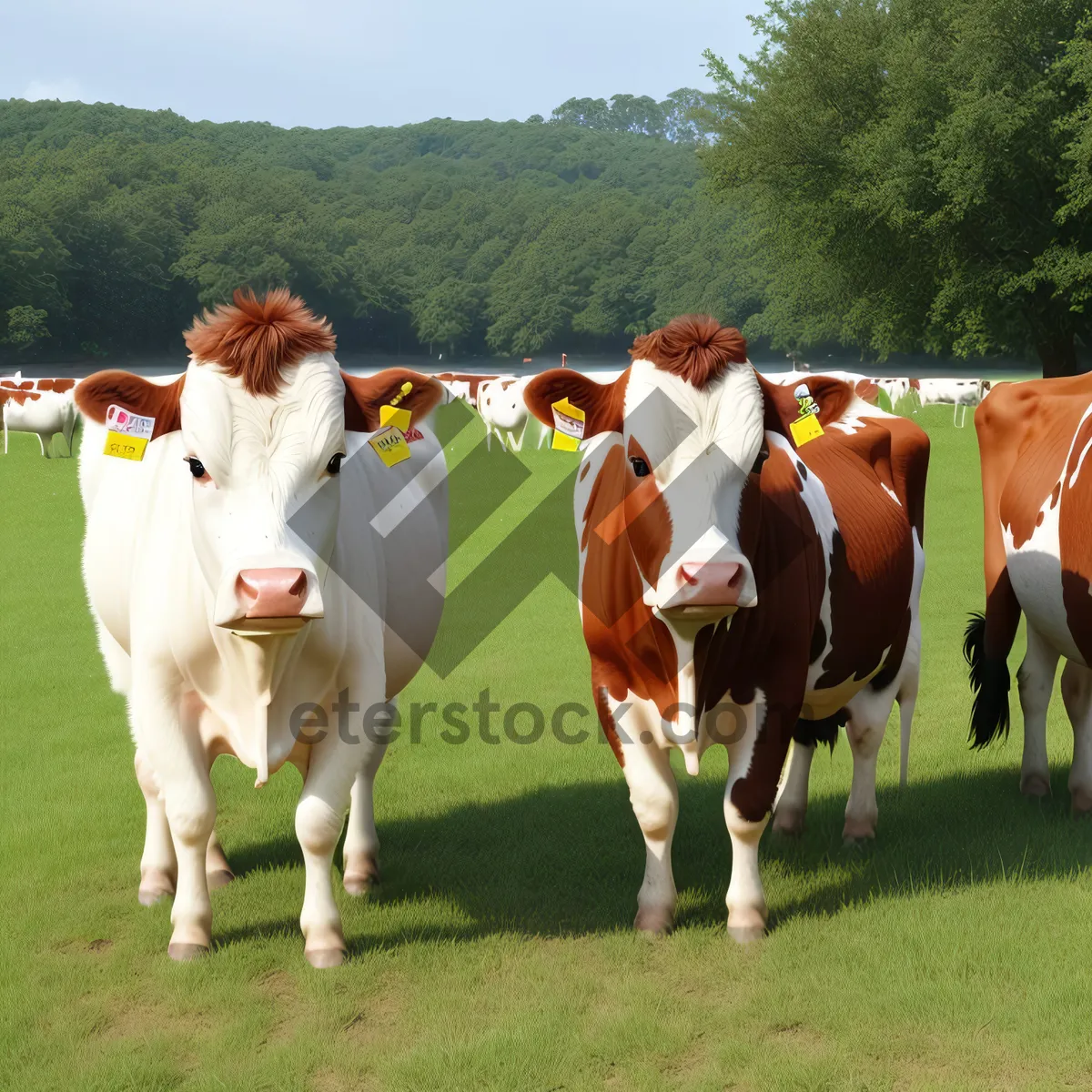 Picture of Cow grazing in picturesque rural meadow