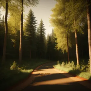 Peaceful Autumn Path Through Sunlit Woods