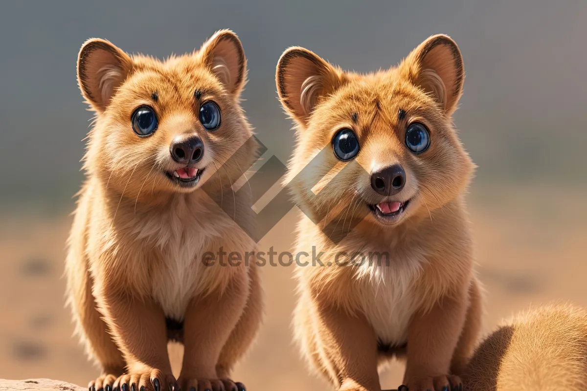 Picture of Portrait of Cute Cat with Playful Corgi Dog