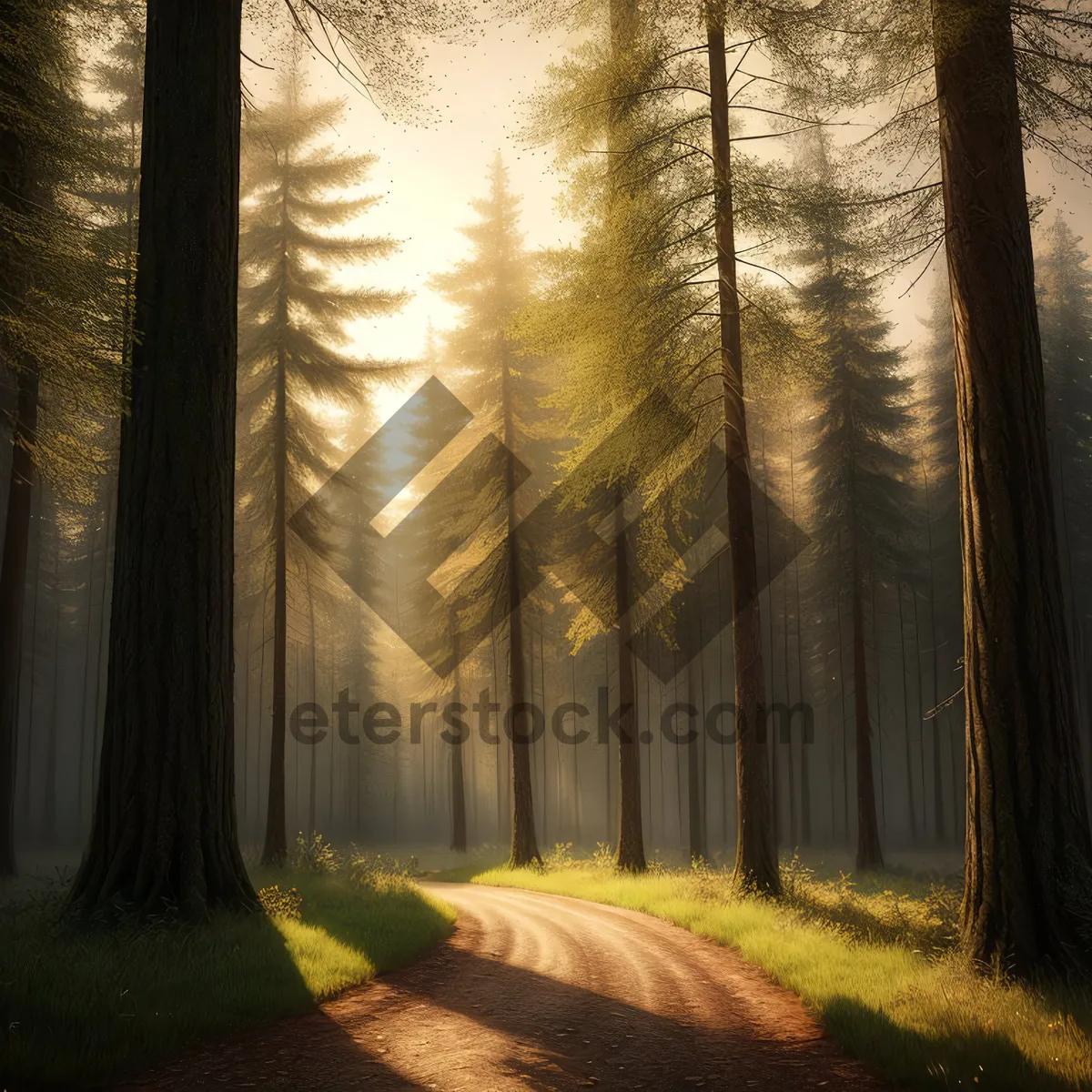 Picture of Misty Forest Morning Sunlight Scenic Path