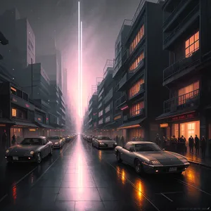 City Lights Blur with Urban Traffic at Night
