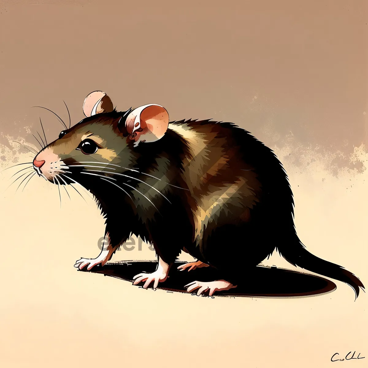 Picture of Adorable Mouse with Fluffy Fur and Whiskers