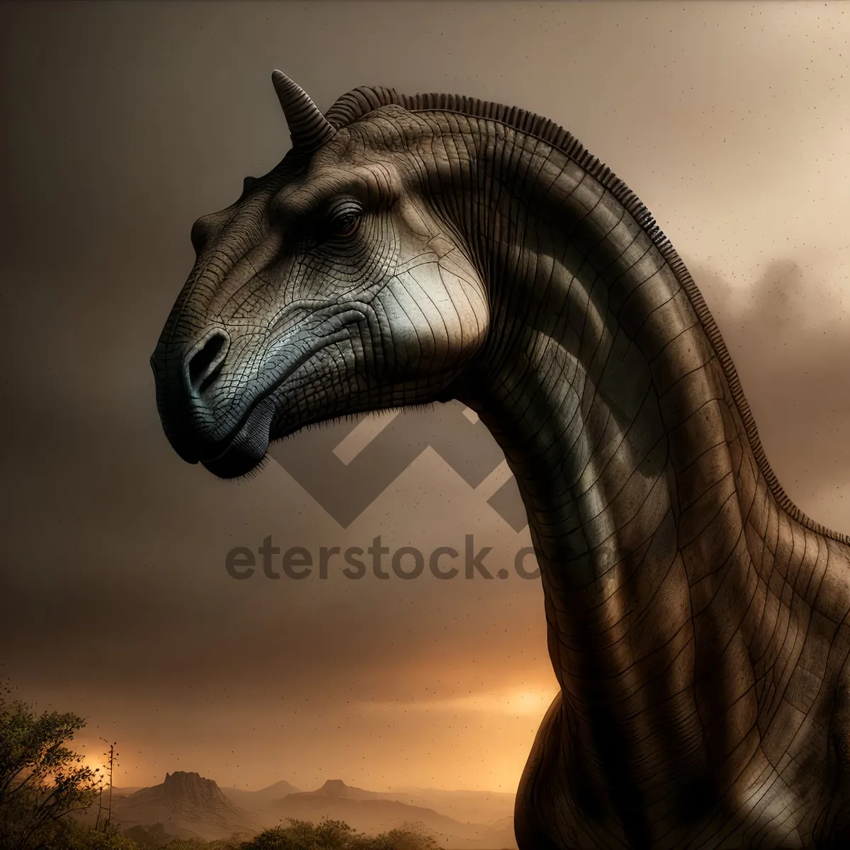 Picture of Magnificent Stallion in Wild Safari Landscape.