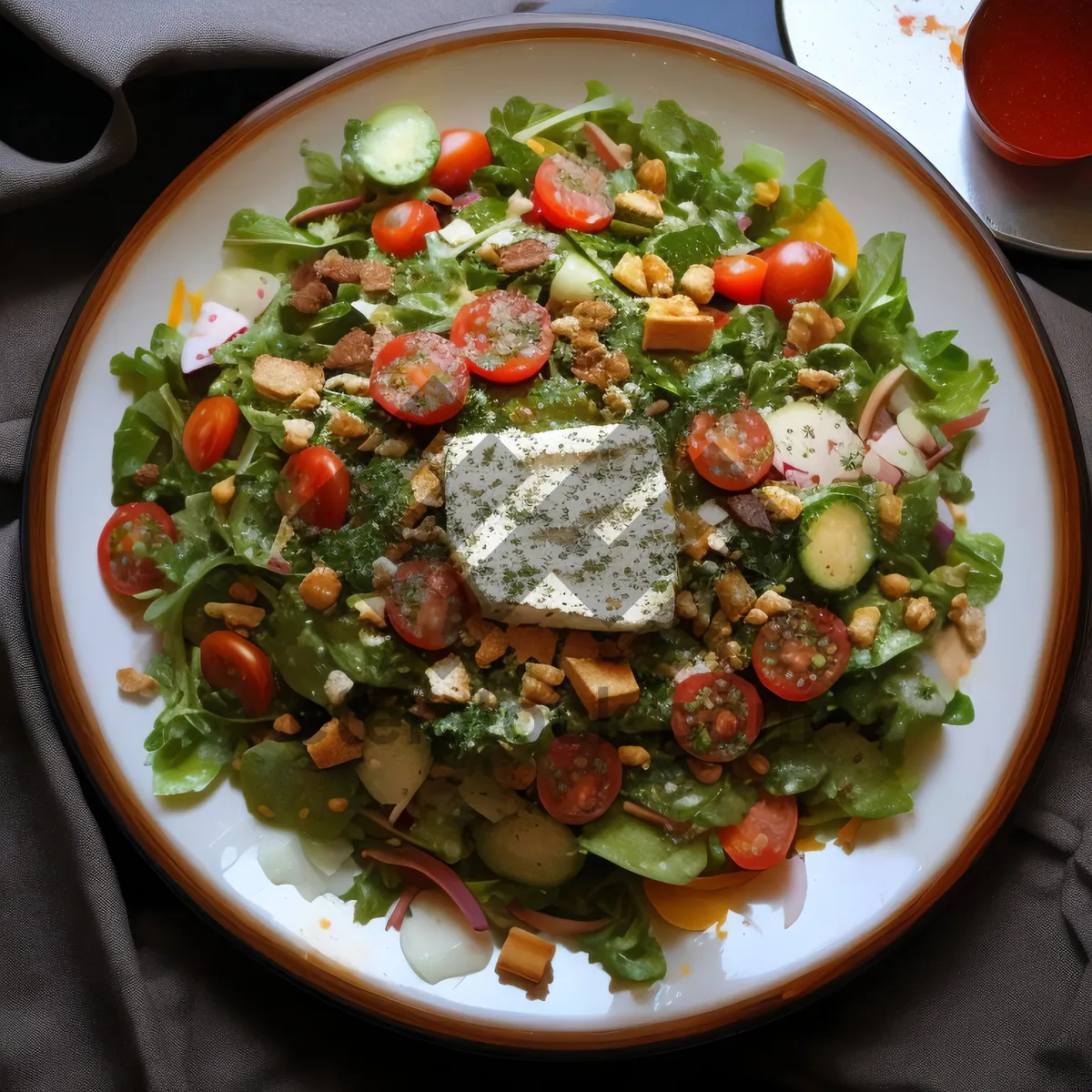 Picture of Delicious Vegetable Salad with Chickpeas and Tomato dressing