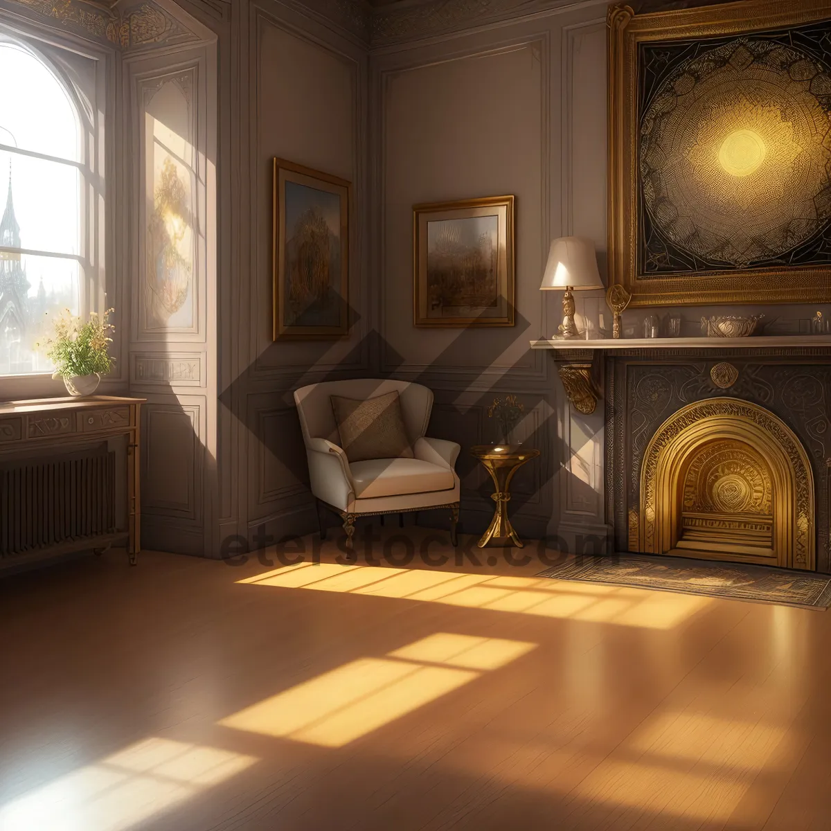 Picture of Modern luxury living room with stylish furniture and cozy ambiance.