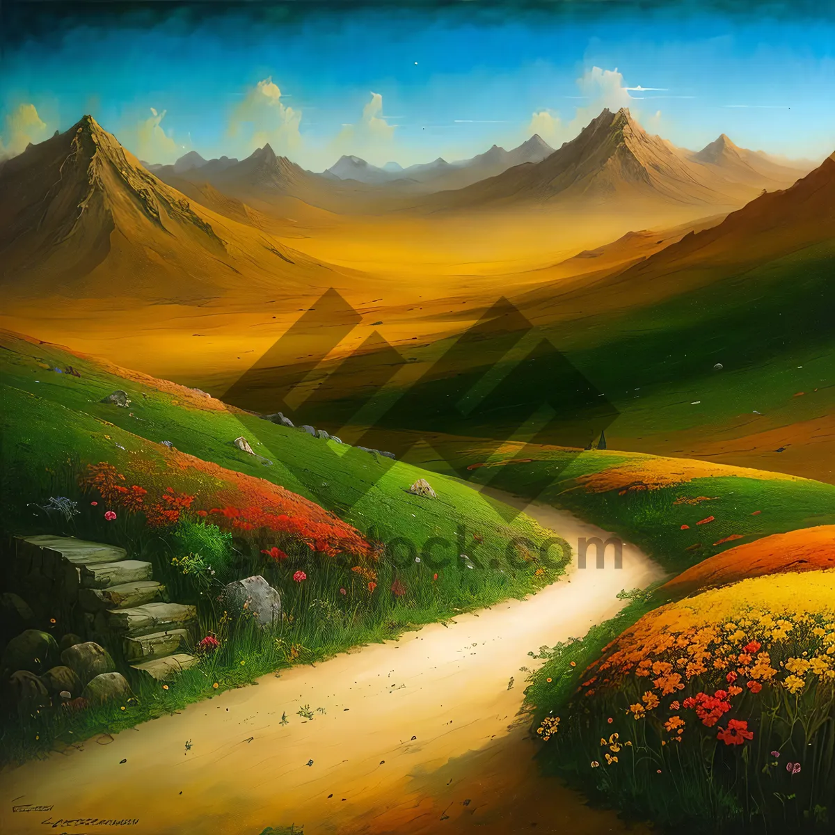Picture of Serene Sunrise Over Lush Green Meadow