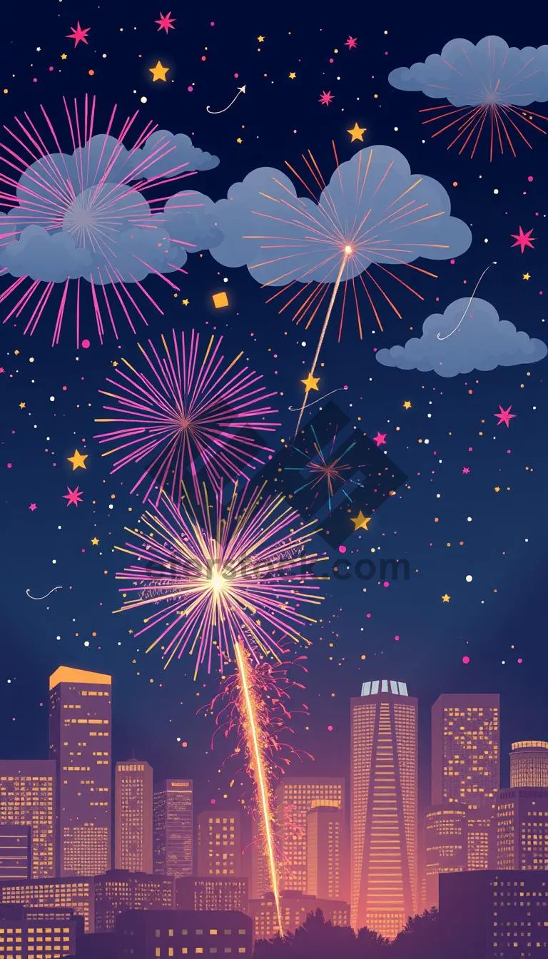 Picture of Starry Night Celebration: Bright Firework Explosion in Sky
