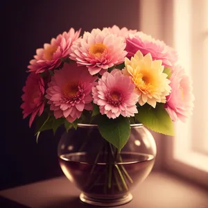 Colorful Summer Floral Bouquet in Yellow Vase