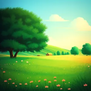 Vibrant Summer Meadow with Clear Blue Sky
