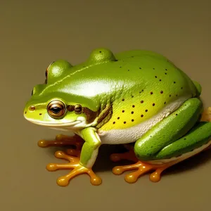 Vibrant-eyed Tree Frog in Close-up.