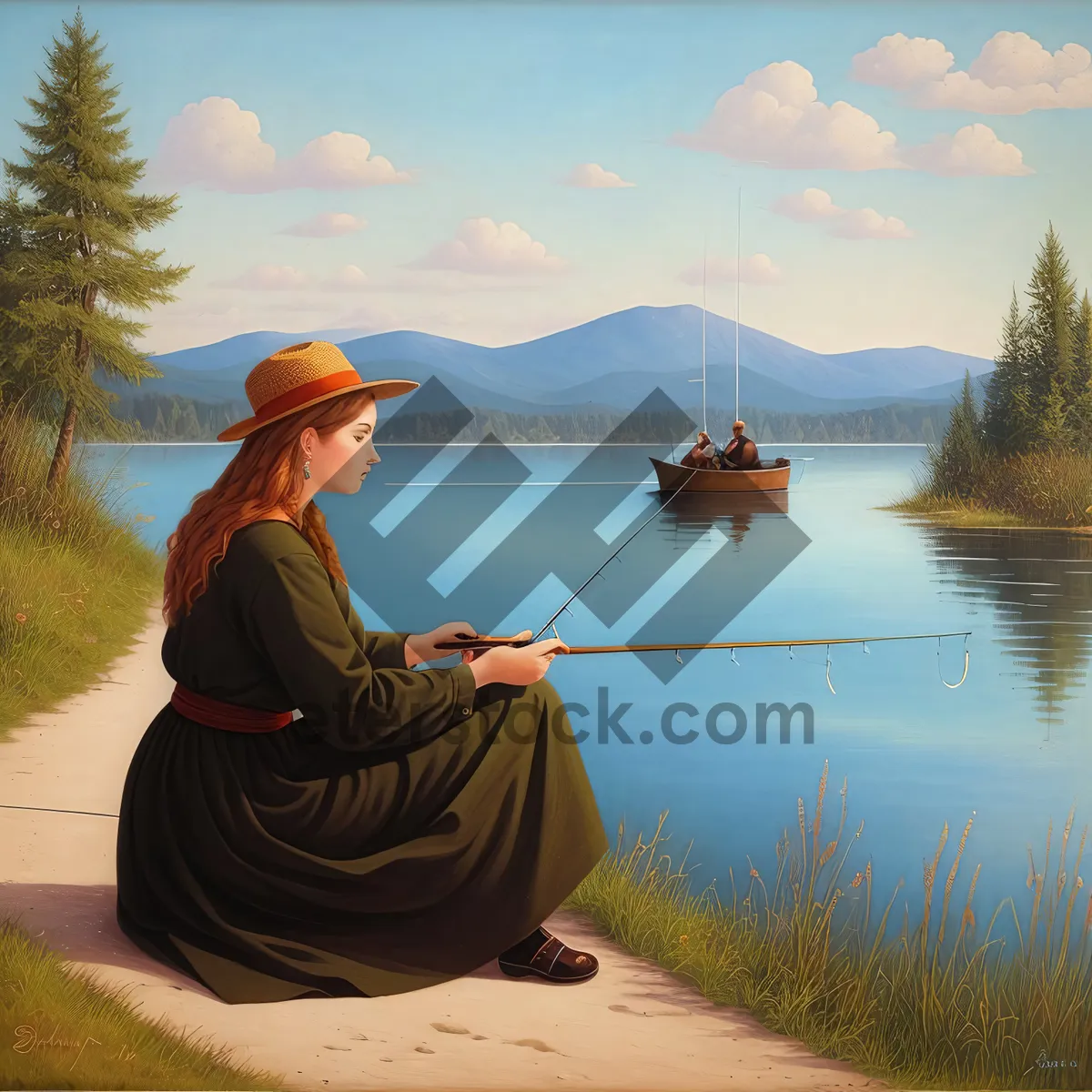Picture of Leisurely Fishing by the River