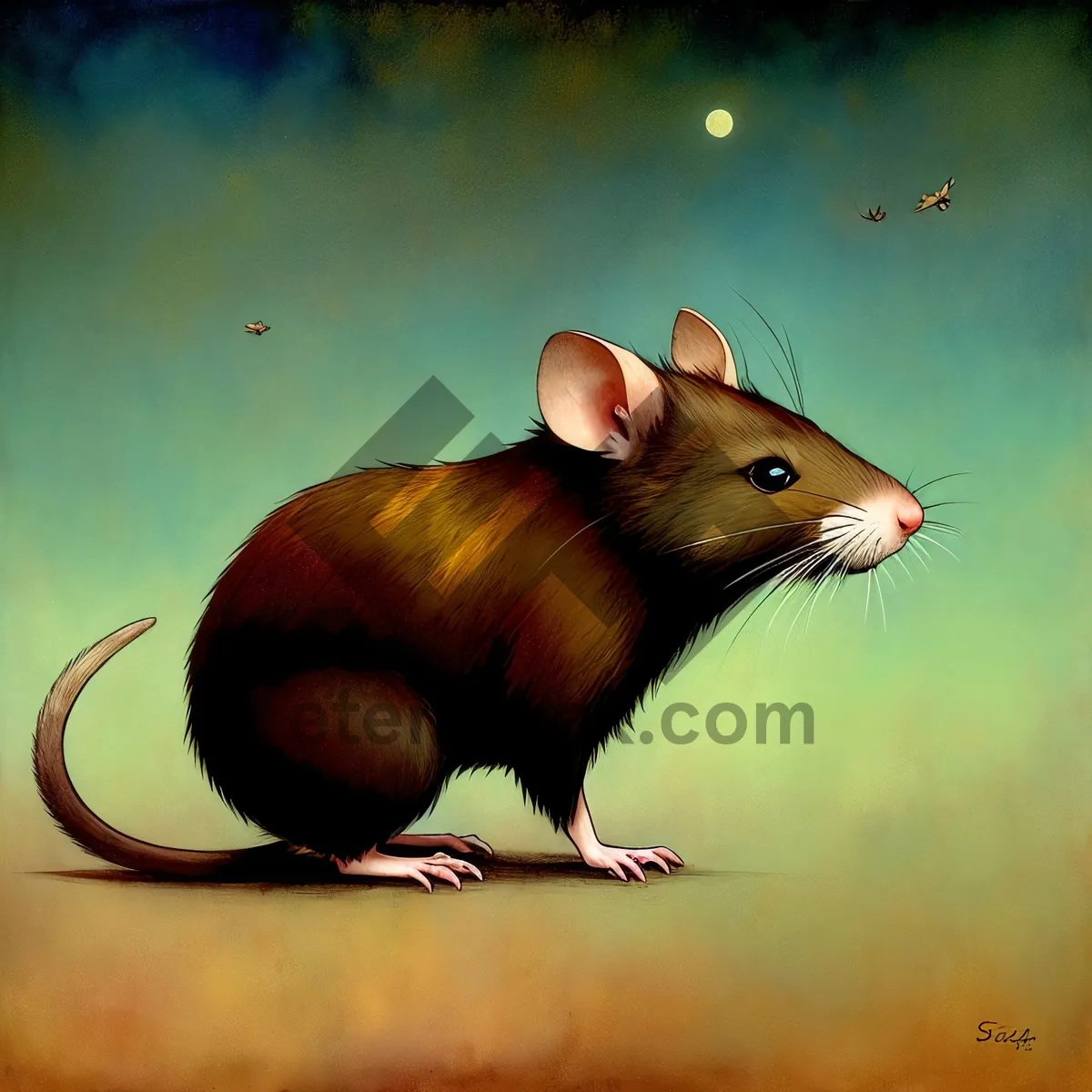 Picture of Fluffy Brown Mouse with Whiskers - Cute Rodent Pet