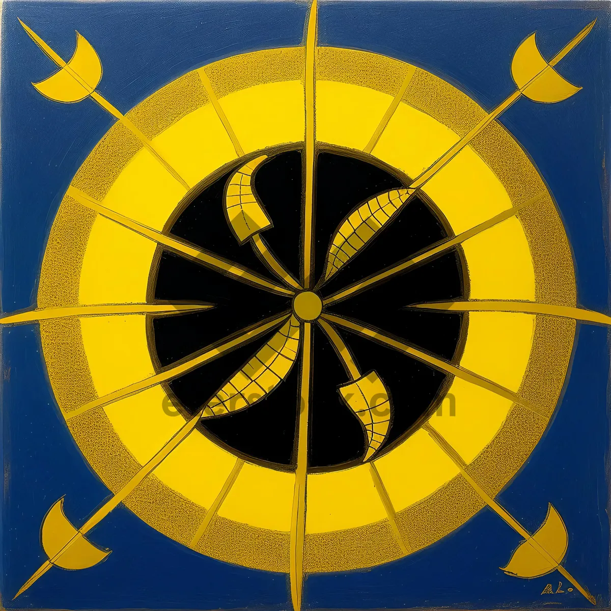 Picture of Arrow pointing north on compass with clock face symbol