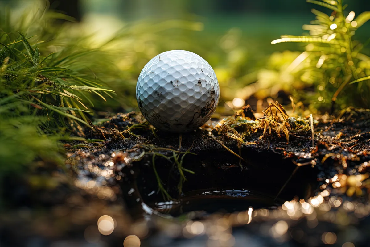 Picture of Golfer swinging club on green fairway