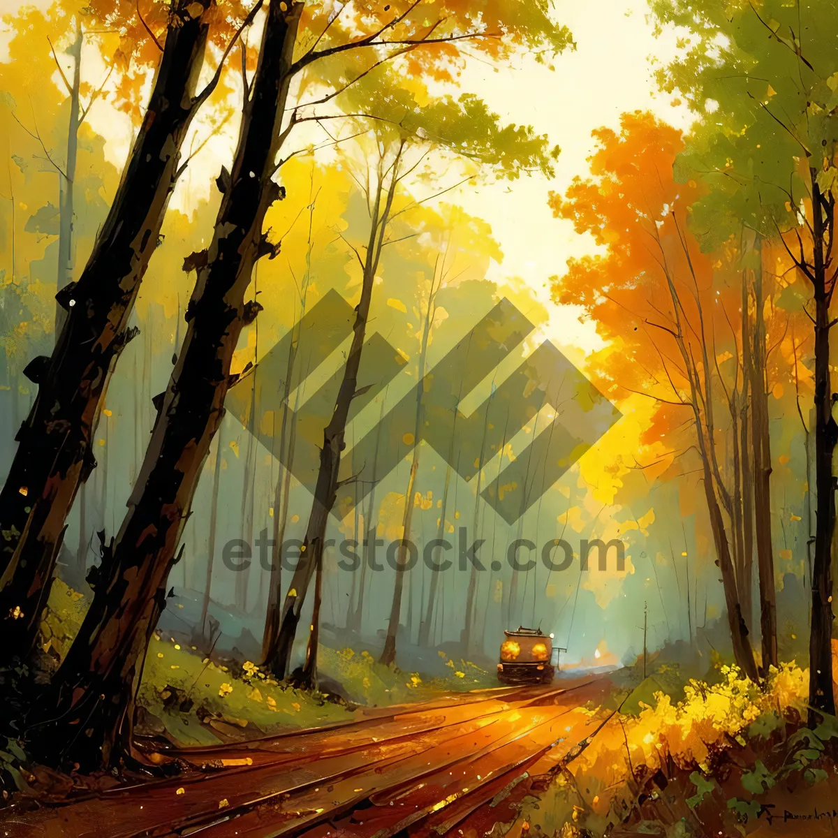 Picture of Golden Autumn in the Woods