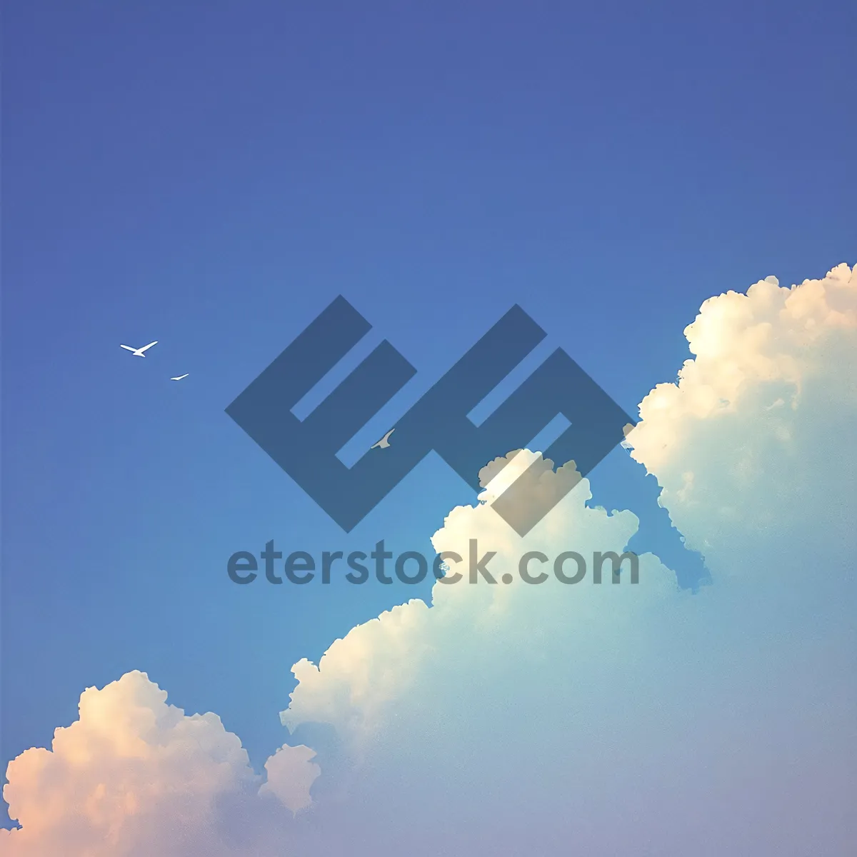 Picture of Vibrant Sky Over Verdant Landscape: Fluffy Clouds and Clear Sunlight