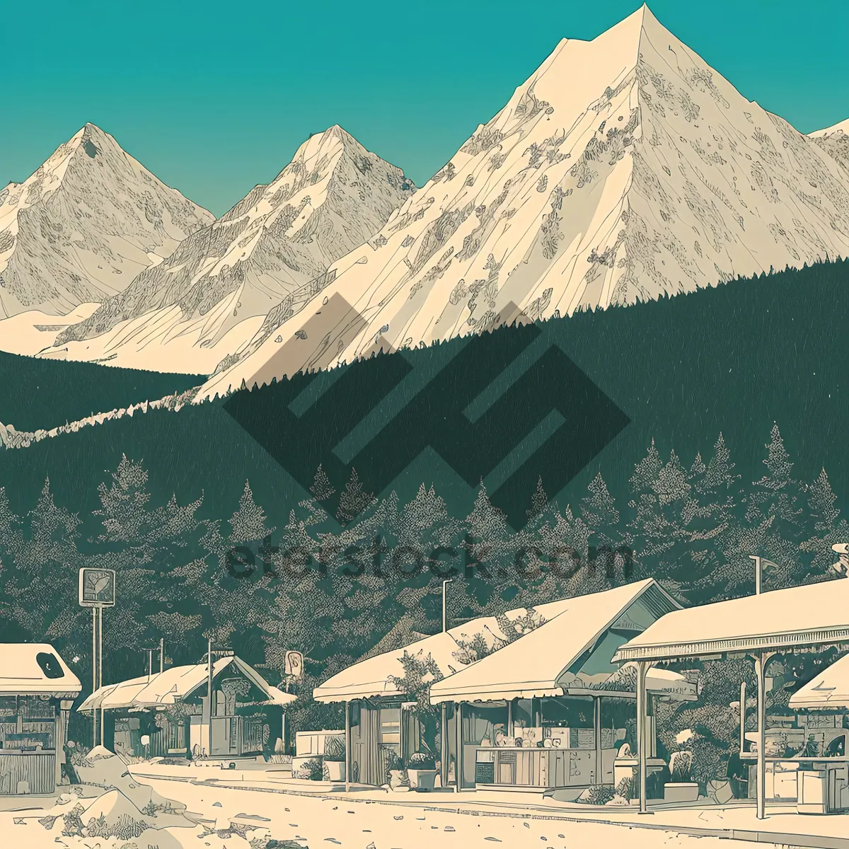 Picture of Snowy Alpine Peaks in Winter Wonderland