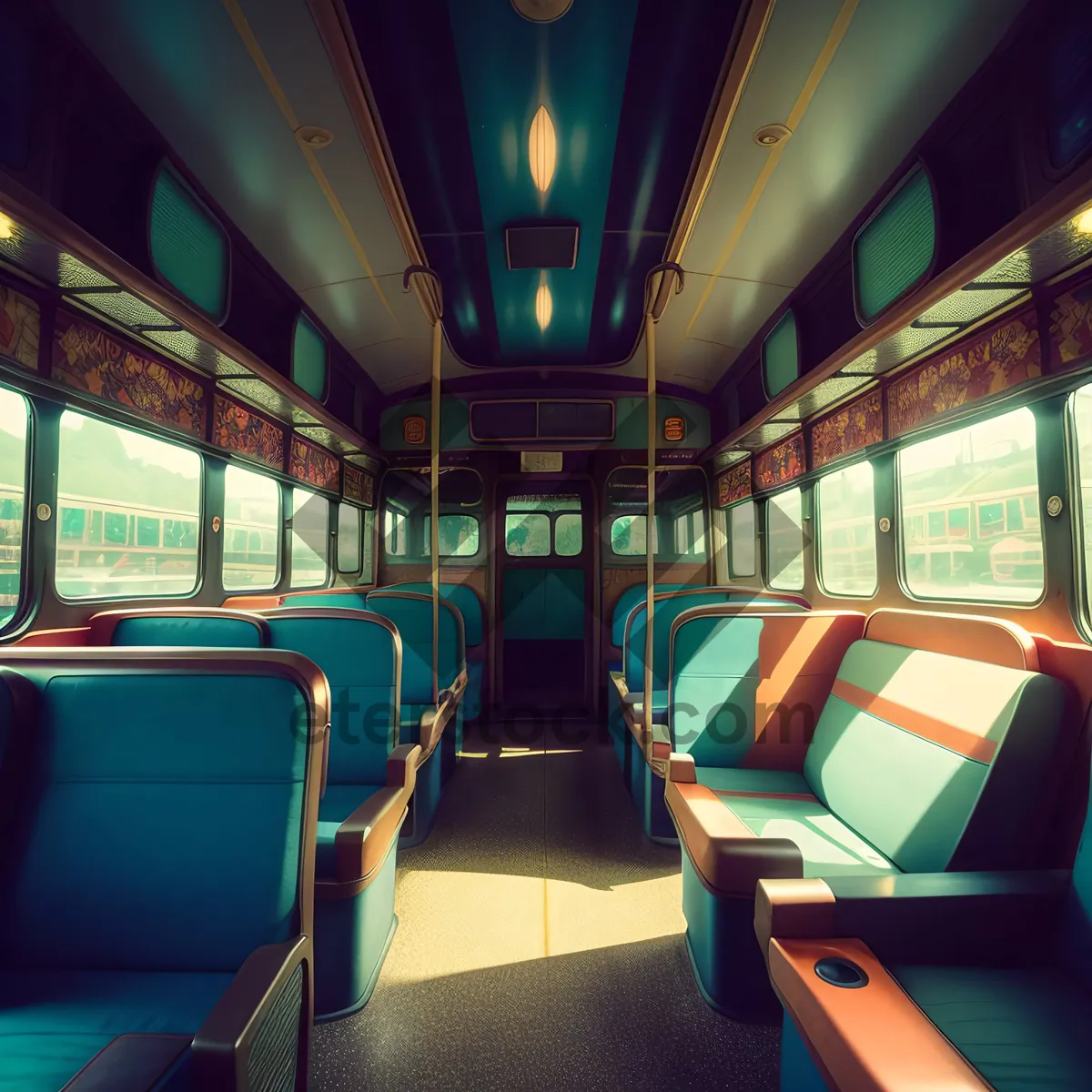 Picture of Modern Urban Car Interior with Empty Seats