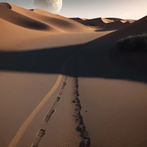 Golden Horizon: Majestic Desert Dunes under Sunlit Sky