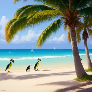 Tropical Paradise: Coconut Palms on Beach