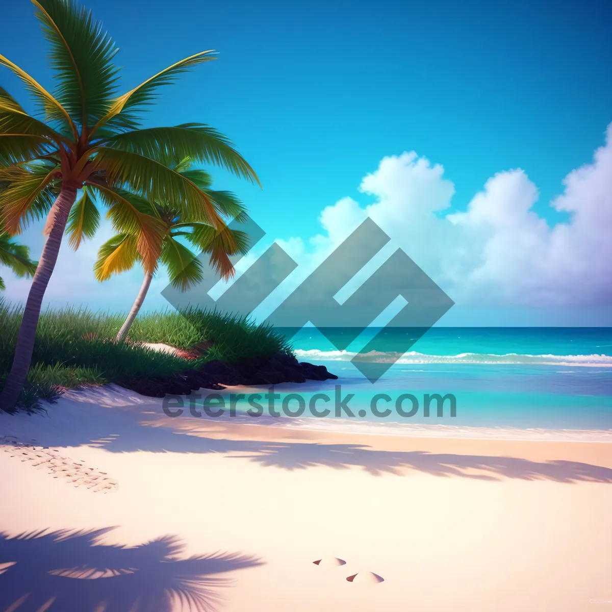 Picture of Tropical Beach Sunset Over Turquoise Waters