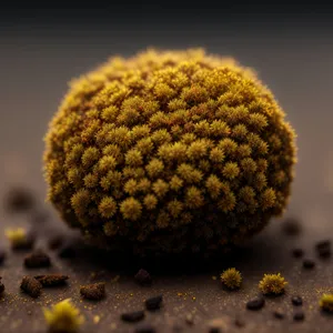 Closeup of a Vibrant Sea Urchin in Pollen-Covered Echinoderm Ball