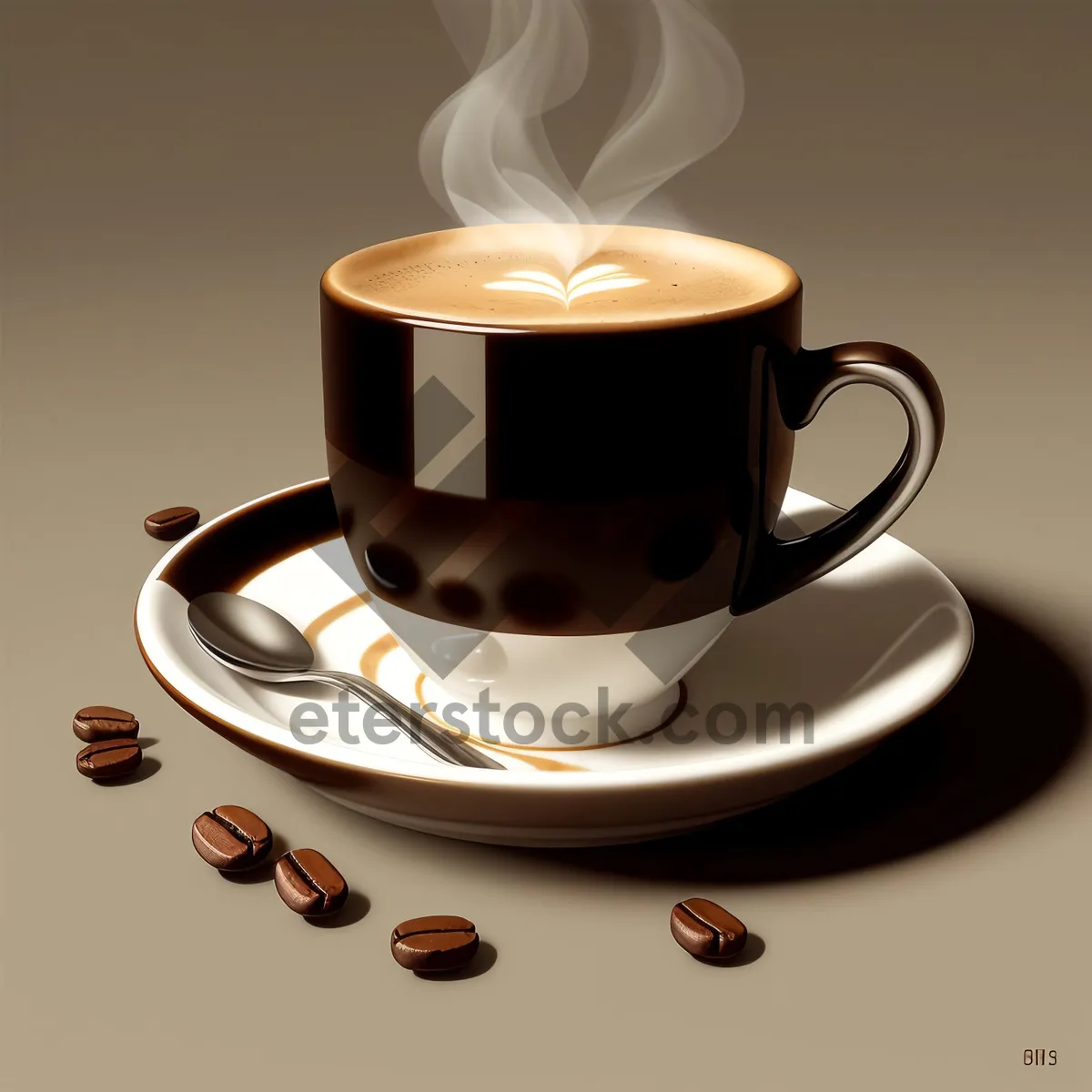 Picture of Delicious Morning Cup of Coffee on Table