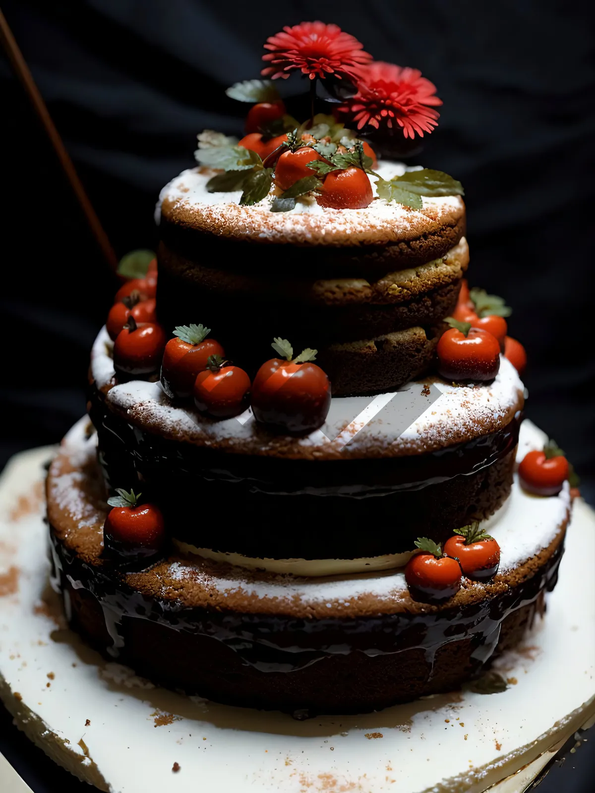 Picture of Delicious Berry Cake with Fresh Fruit and Cream