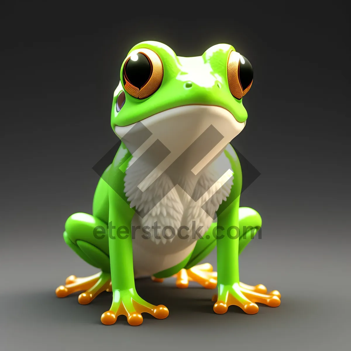 Picture of Cute Cartoon Frog with Big Eyes
