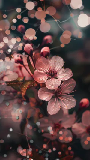 Pink Flowering Cherry Tree in Full Bloom.