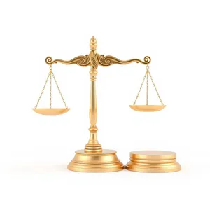 Golden justice scales - business symbol in 3D