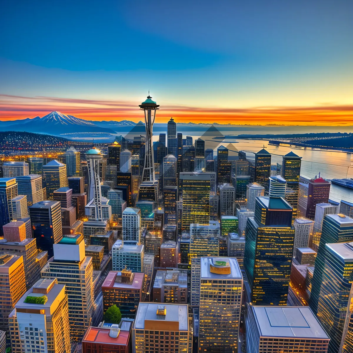 Picture of Downtown Twilight: Captivating City Skyline with Iconic Landmarks