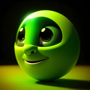 Smiling Cartoon Planet in Yellow Sphere