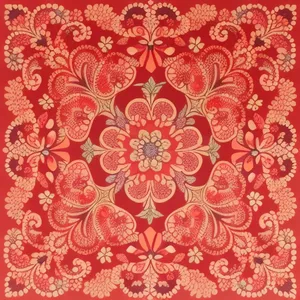 Vintage Floral Swirl Pattern on Silk Fabric