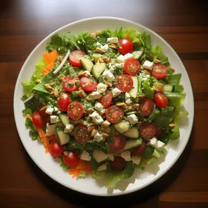 Fresh salad with kidney beans and olive oil dressing.