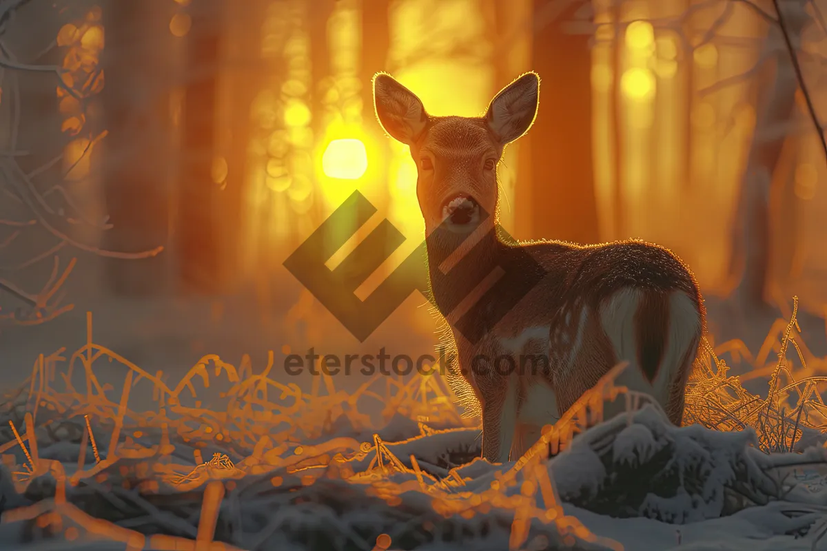 Picture of Wild deer in forest with brown fur