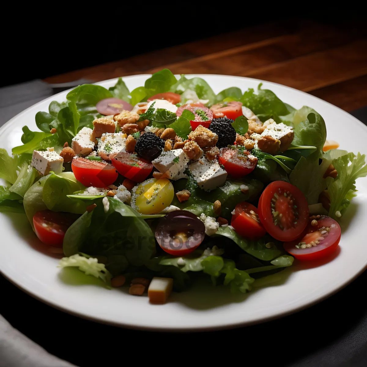 Picture of Delicious gourmet plate with fresh salad and vegetables