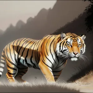 Graceful Tiger Roaming Through the Jungle