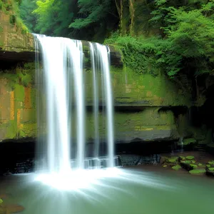 Serene Forest Waterfall Cascade