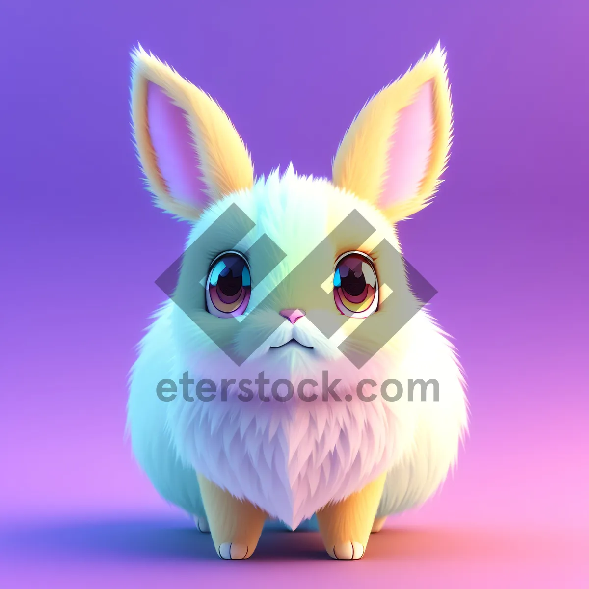 Picture of Adorable Domestic Cartoon Bunny Rabbit with Fluffy Ears