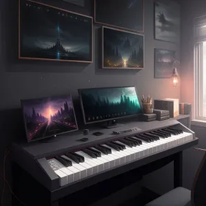 Modern Piano on Desktop Workspace