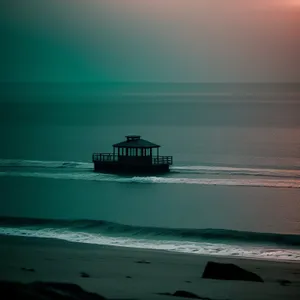 Serene Sunset Over Ocean Pier