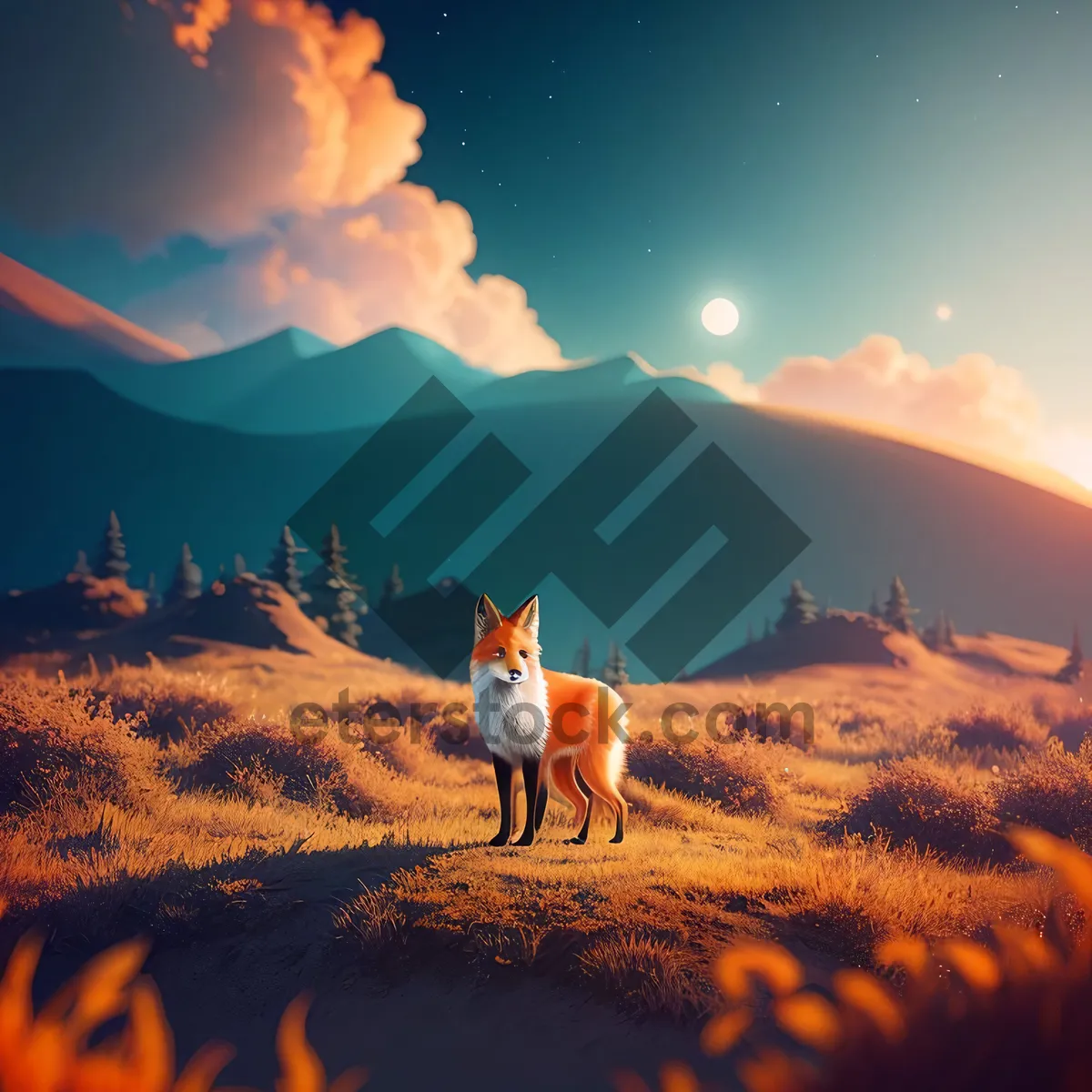 Picture of Majestic Sunset Over Desert Landscape