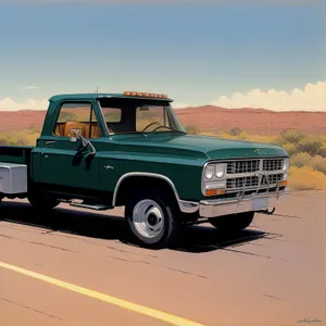 Speedy Vintage Pickup Truck on the Open Road.