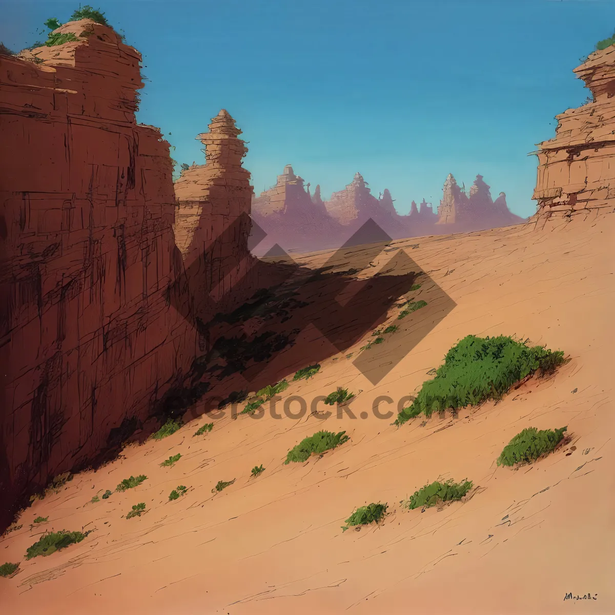 Picture of Scenic Southwest Valley Landscape with Sandstone Formations