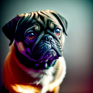 Cute Wrinkled Pug Puppy Portrait