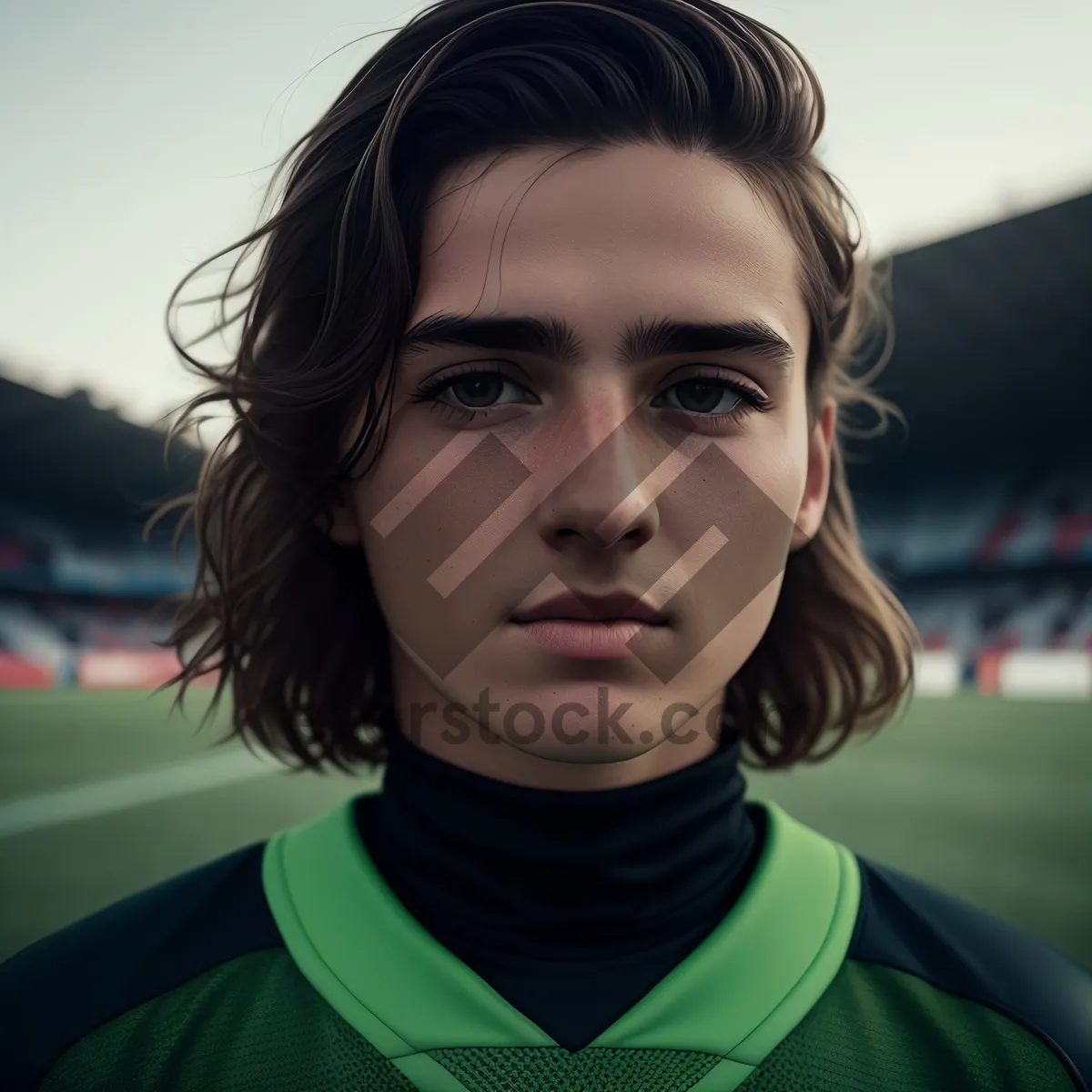 Picture of Smiling brunette woman with youthful charm and attractive style