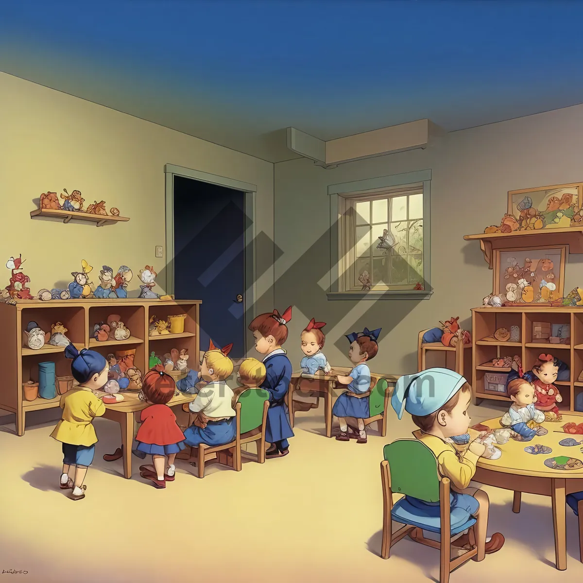 Picture of Modern Classroom Interior with Sleek Furniture