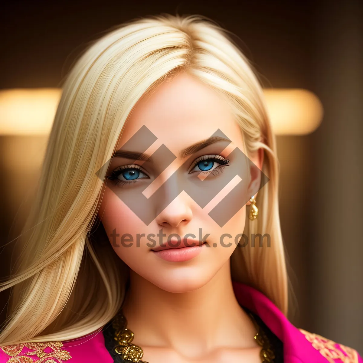 Picture of Beautiful Blond Model with Radiant Skin and Captivating Eyes