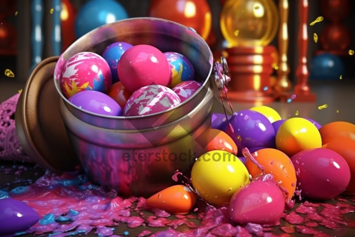 Picture of Colorful Easter Egg Celebration - Fun and Shiny Symbol